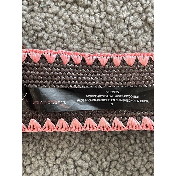 Anthropologie Belt Women’s Preppy Pink Brown Stretchy Sz S New main image 4